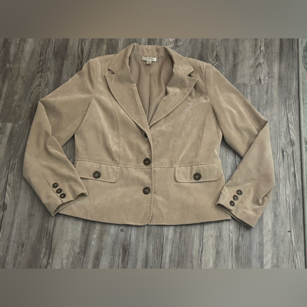Dressbarn Women's Tan Blazer with Button Accents